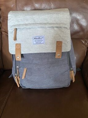 Eddie Bauer Men's Two-Tone Gray Canvas Backpack/Diaper Bag